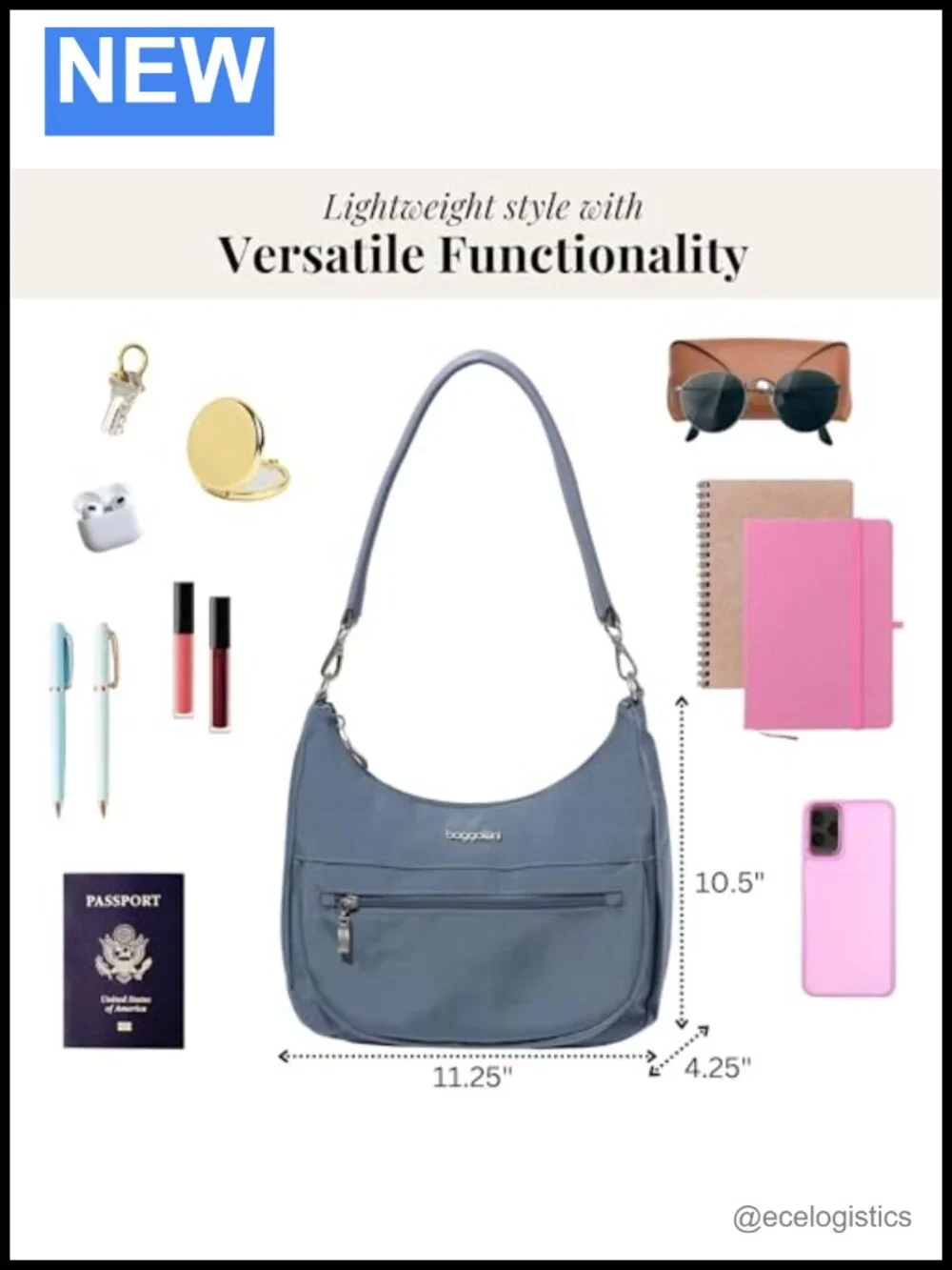 Water-Resistant Nylon Convertible Shoulder Crossbody Bag with Phone Pocket
